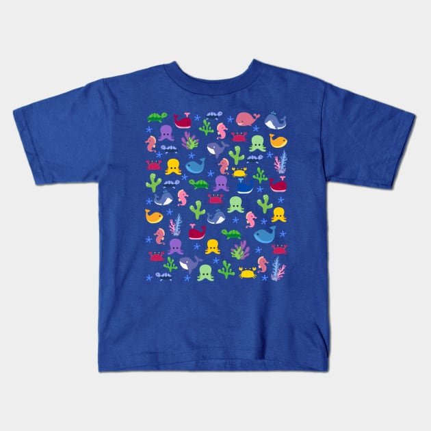 Sea Animal Face Mask, Under The Sea Face Mask, Whale, Turtle, Seahorse. Kids T-Shirt by DakhaShop